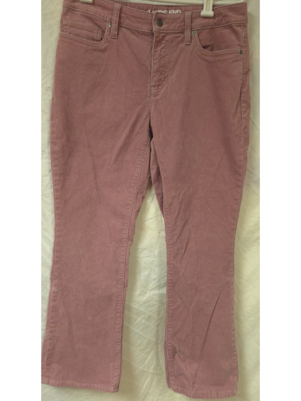 Lands End Womens JR 8 Rose Pink Mid Rise 5 Pockets Bootcut Corduroy Pants 30x28